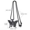 Gothic Black Butterfly Hollow Pendant Necklace for Women Men Stainless Steel Carving Flower Rose Insect Necklaces Jewelry N6121