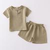 Summer Boys Girls Clothing Sets Cotton Linen T-shirts+Elasctic Shorts Kids Clothes Casual Clothing Sets for Children