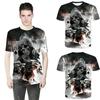Fashion Men Funny Skull 3d Print T-shirt With Casual Crew Neck And Short Sleeves