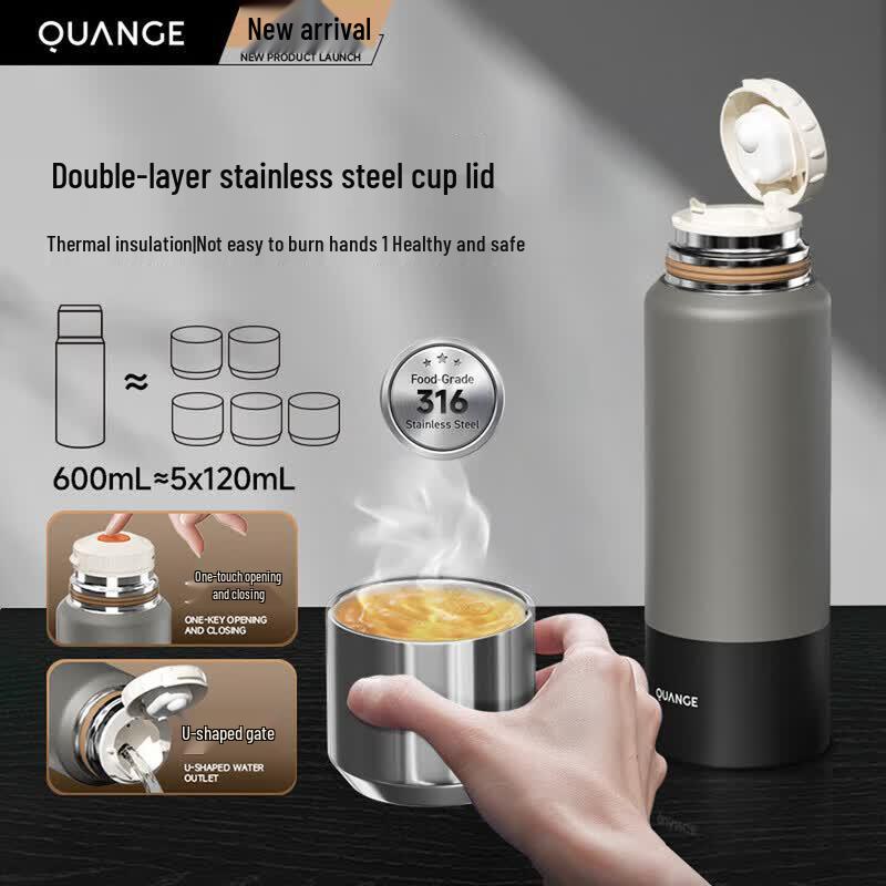 QUANGE 600ML Portable Insulated Stainless Steel Tea Infuser Bottle
