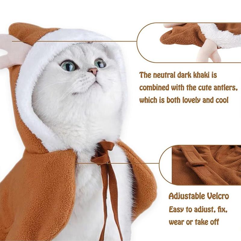 Funny Cat Christmas Season Costume Santa Claus Cosplay Pet Christmas Season Cape Dress Up Clothes Warm Red Scarf Cloak With Hat Pet Accessories