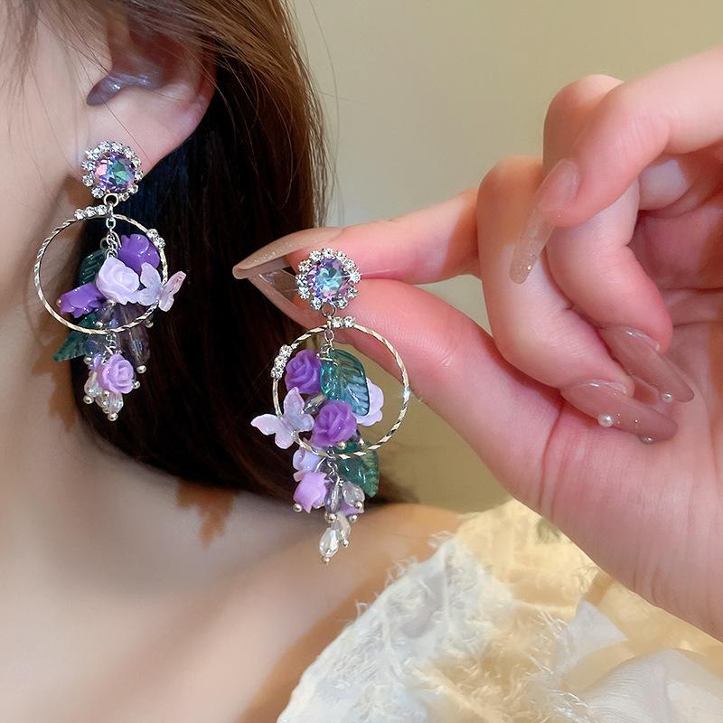 Resort-style Colorful Floral Print Earrings, Statement Earrings with A Touch of Understated Luxury.
