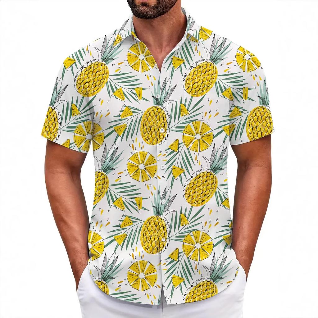 Summer Flower Shirt Men'S Beach Large Size Short Sleeve Casual Retro Men'S 3D Digital Printing Men'S Shirt Trend