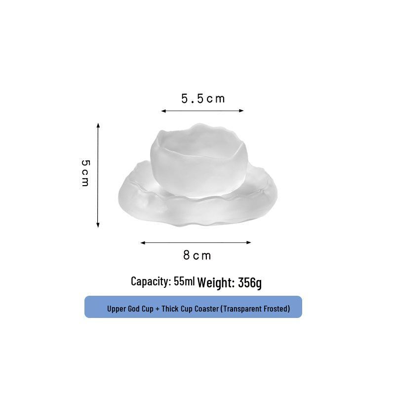 Frosted Japanese-Style Blown Glass Tea Cup - Thick, Irregular Design