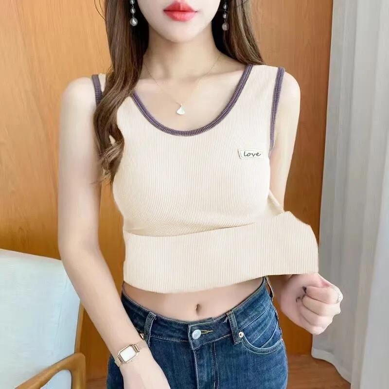 Damen Camisole Tank Top Sommer Eisseide Außen Ärmellos Unterhemd Schlankes T-Shirt Futter Tops