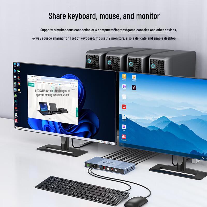 MT-Viki 4K HDMI Dual Monitor KVM Switch