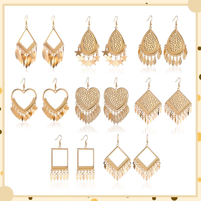 Women's Simple Fashion Long Drop Water Leaf Fringe Earrings