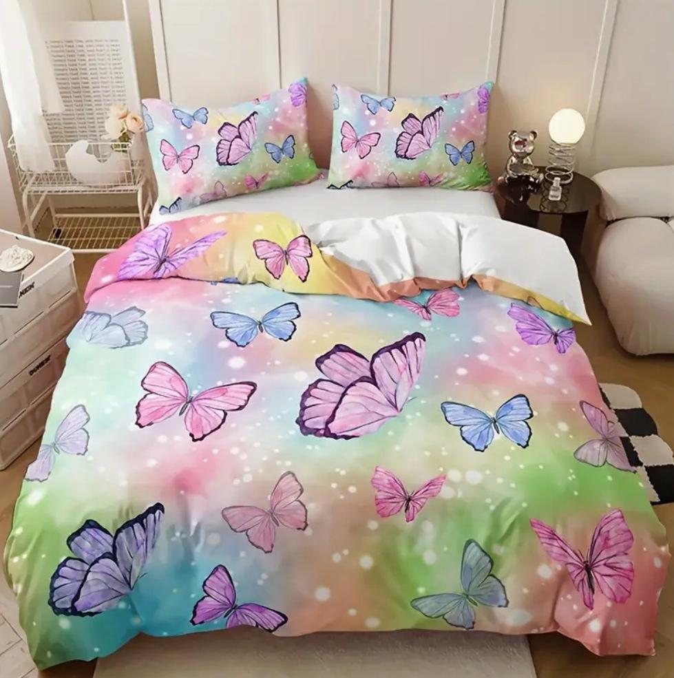 Three-Piece Cartoon Butterfly 3D Digital Printing Bedding Home Textile Three-Piece Set 70 * 133