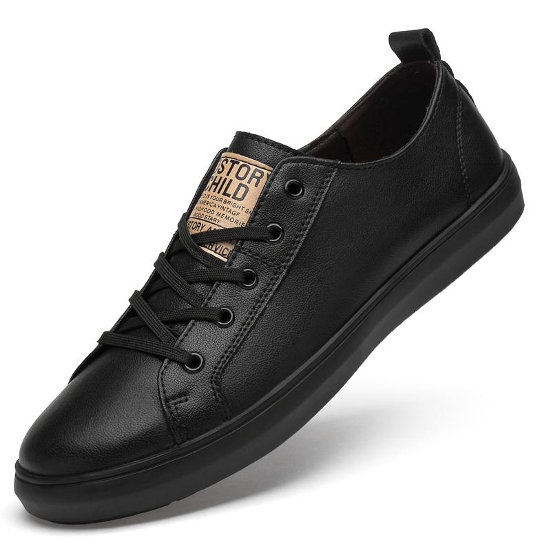 Fashion Spring High Quality Men Flat Skateboard Shoes Casual Leather Walking White Sneakers Brand Comfy Anti-slip Flat Designer Shoes