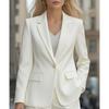 Womens Long Sleeve Solid Color Single Button Blazer Coat Slim Fit V-Neck Office Wear