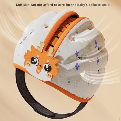 Chapeau Casque Bébé Toutes Saisons Doux Portable Protecteur pour Enfants Garçons Filles Orange