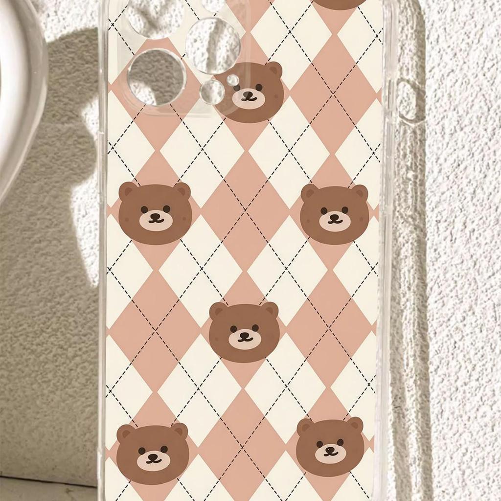 Diamond Little Bear Anti-Fall Transparent Case for iPhone 14/15/16/17 Pro Max