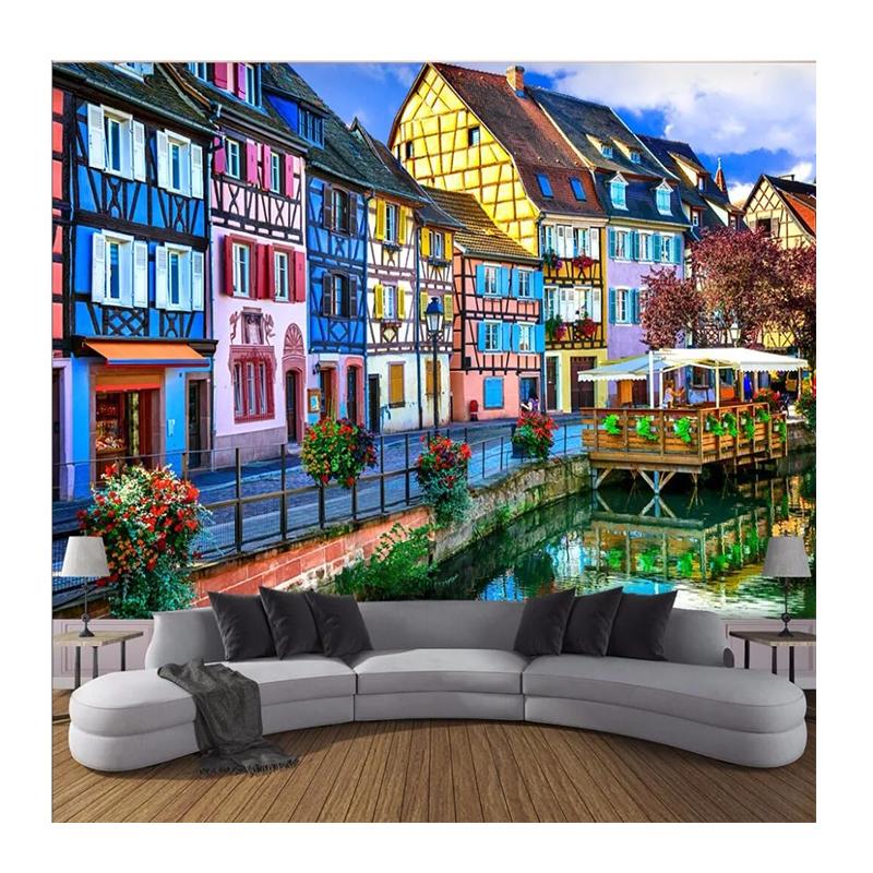 

Mural Dreamy French Town Scenery 3d Wallpaper Room Decor Wall Mural Wallpaper For Walls 200 cm(W) x 140 cm(H)