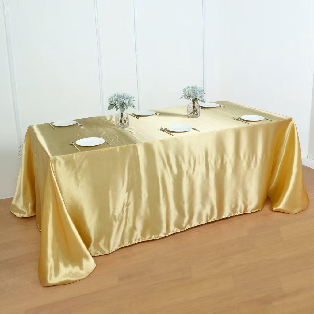 

Шампанское Золотая Сатиновая Скатерть, Элегантность в Нордическом Стиле, Свадебное Пылезащитное Покрытие для Стола, Для Обеденного Стола, Декор Стола на День Рождения Round 100cm золотой