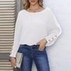 Women's pullover woven sweater European, American autumn and winter women's clothing pearl button bat sleeve one-word collar loose sweater