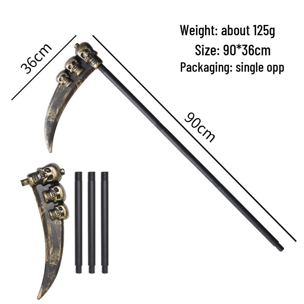 Halloween Props: Grim Reaper Scythe, Devil Trident, and Lincoln Cane Toy Set