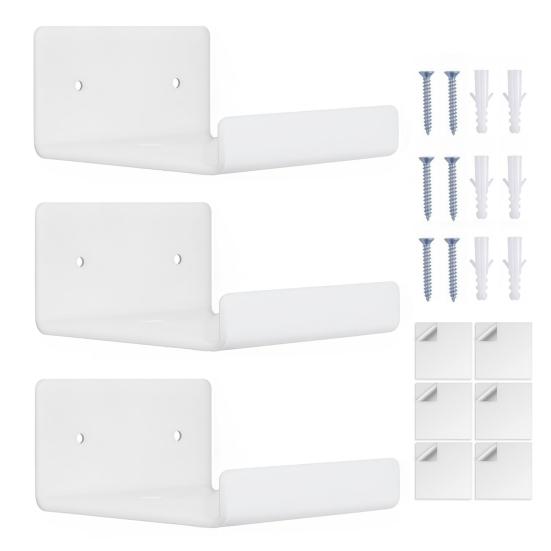 3Pcs Acrylic Wall Shelves Small Space Storage Shelves Easy Installation Versatile Bathroom Storage Racks