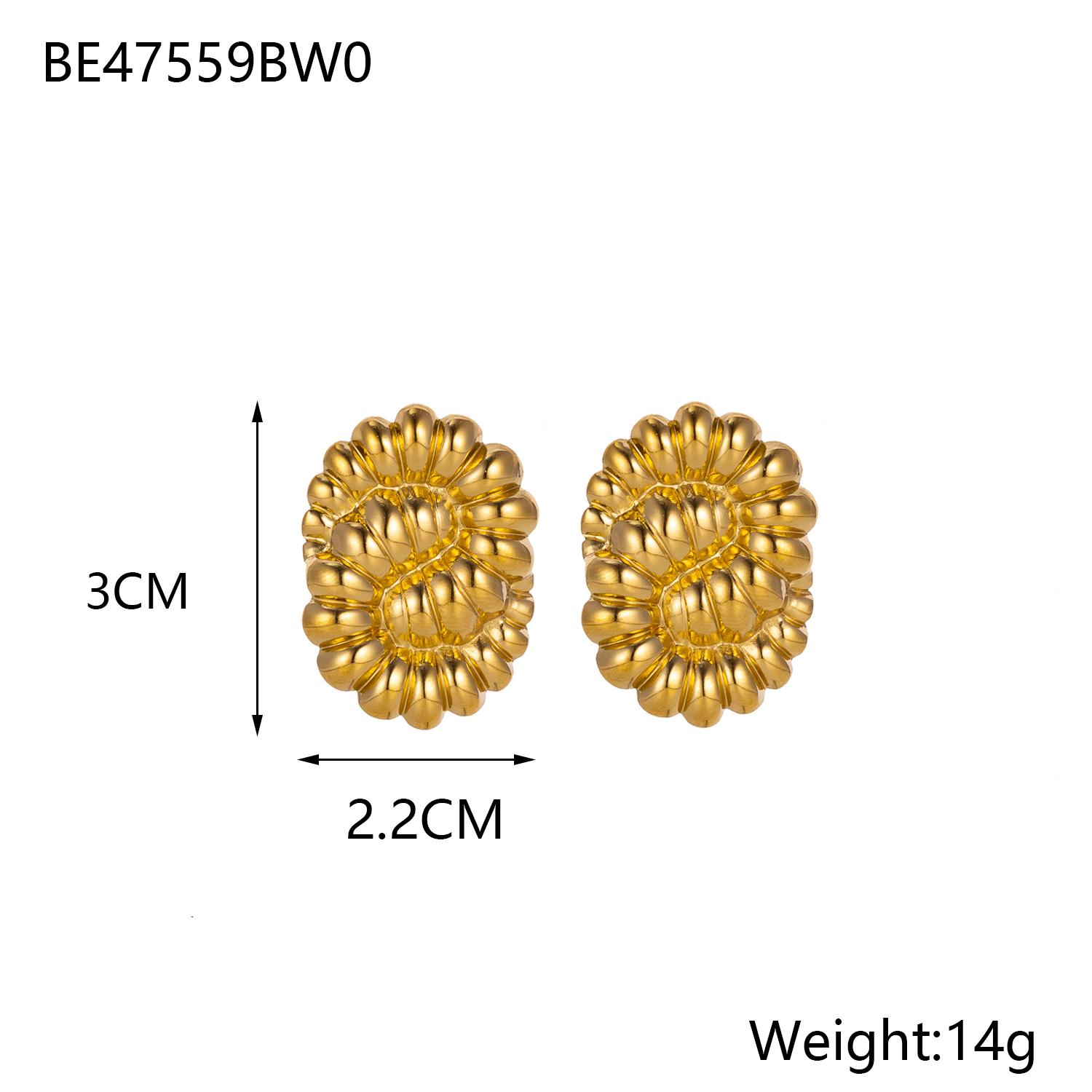 CARLIDANA Stainless Steel Gold Texture Flower Earrings Gold Color Statement Earrings for Women Exaggerated Flower Earrings