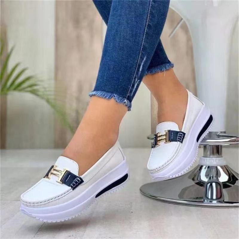 New Style Women's Casual Shoes - Thick-soled, Round-toe, Shallow-arched Single Shoes