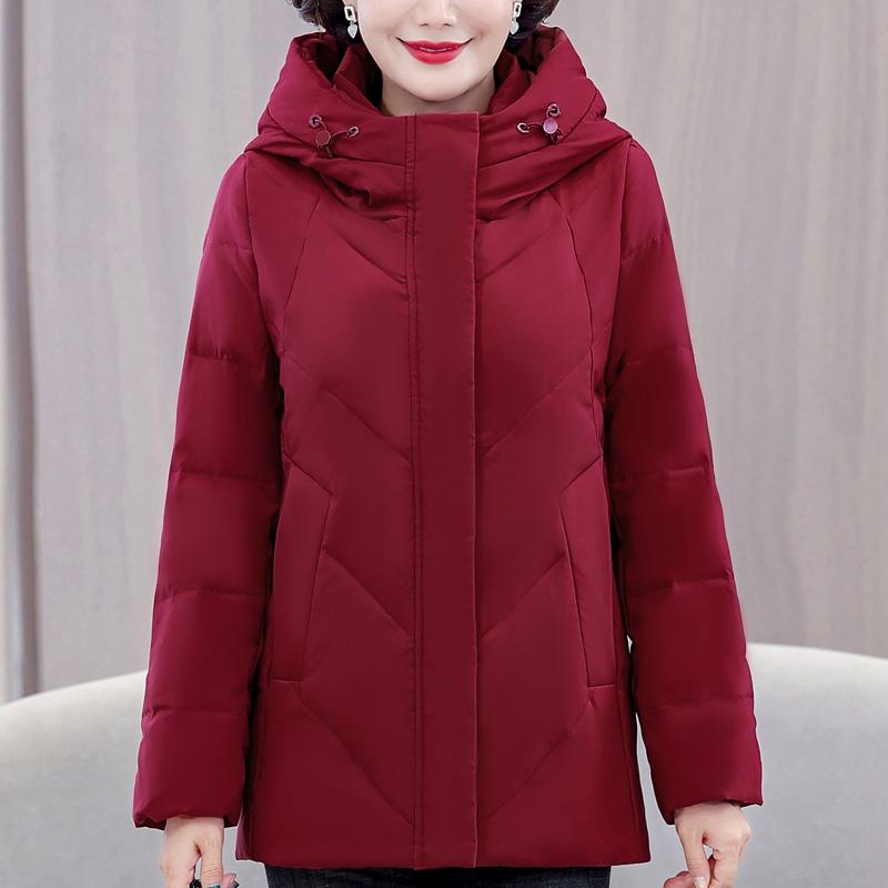 Middle Age Women's Down Coats Winter Vintage Parkas Hooded Plus Size Elegant Loose Thick Warm Down Jackets Woman Outerwears
