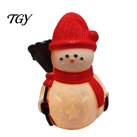 Vinyl Desktop Nightlight Christmas Night Light, Santa Snowman Elk Bell Figurine Lamp, Glowing Holiday Home Decor Gifts LED Tabletop Decor, Festive