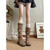 Brown Western Cowboy Pleated Boots Women's Summer, New Thick Heel Boots Show Feet Little Knight Pile Boots