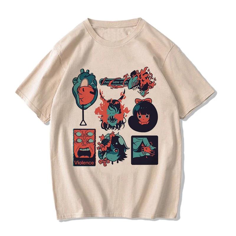 

Унисекс ЕС японский аниме бензопила женская футболка мультфильм Pochita футболка Makima Harajuku графические футболки одежда топы футболка унисексga 4XL