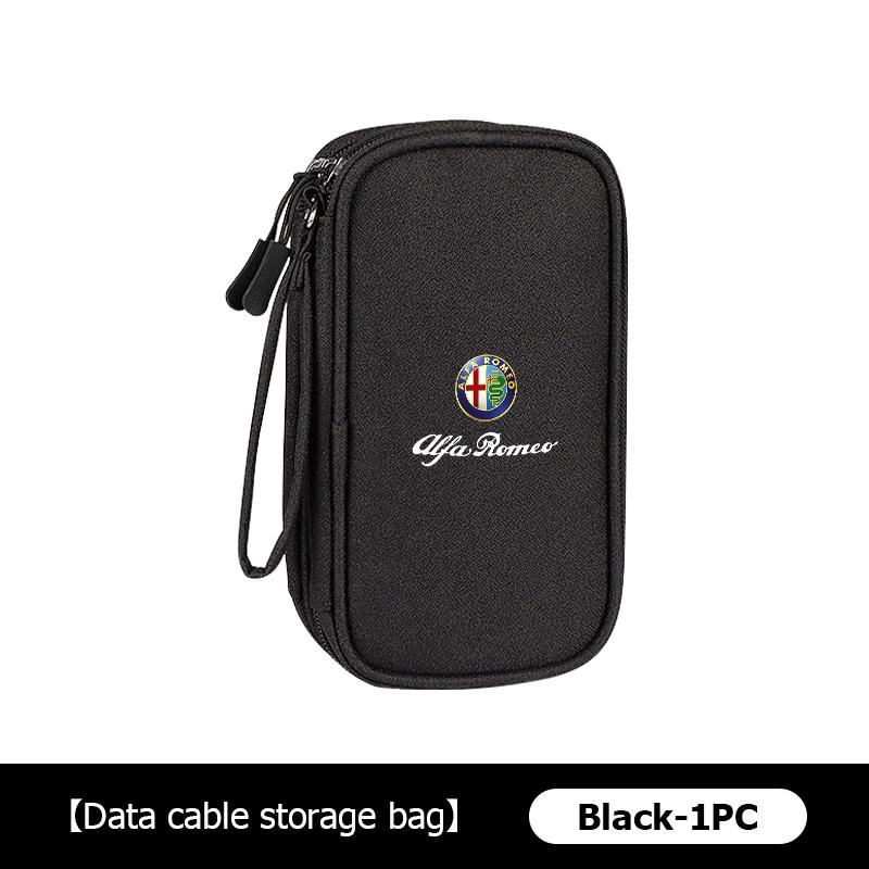 Car Logo Portable Data Cable Waterproof Storage Bag Accessories For Alfa Romeo 159 Giulietta Giulia 147 Mito 156 159 166 GT