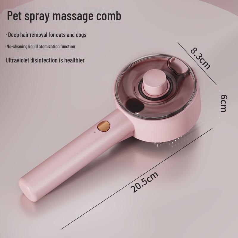 

Массажная расческа для домашних животных со стерилизацией одним щелчком для кошек и собак — бережно удаляет лишнюю шерсть и очищает во время ухода UV Sterilization Blue Light + Spray