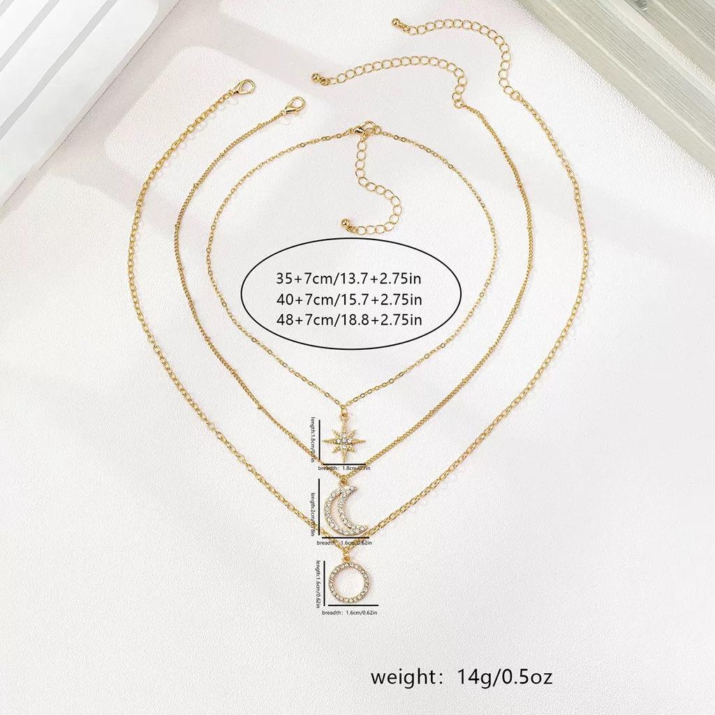 Layered Stacked Star Moon Necklace French Design Sense Personality Temperament Collarbone Chain