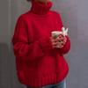 Maglione da Donna a Collo Alto a Manica Lunga - Colore Vestibilità Larga Top Casual in Maglia