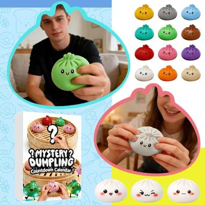 Knödel Quetschspielzeug Adventskalender Cartoon Gedämpftes Brötchen Stressabbau Fidget Spielzeug 24 Tage Countdown Box Partygeschenke