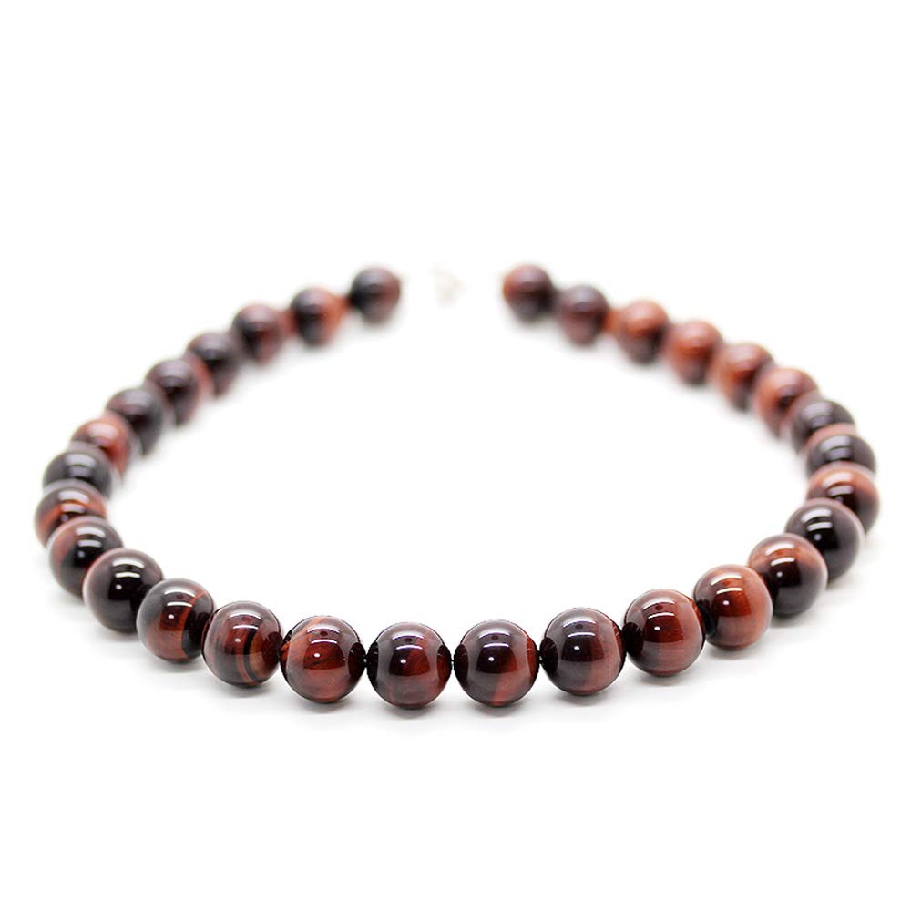 Red Tiger Eye 16mm Natural Stone Prayer Beads Necklace Power Stone for Financial Luck and Career Success 003 [Sekiki]