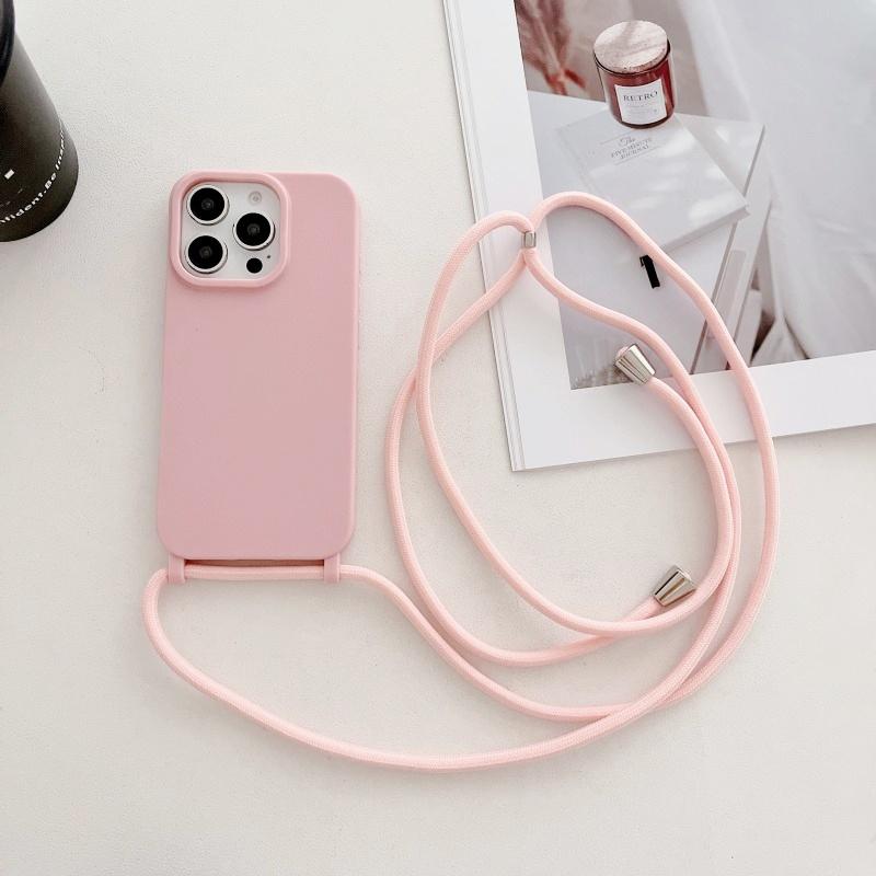 

Simple Lanyard Case For iPhone 17 16 Pro Max 11 12 13 14 15 Plus Shockproof Crossbody Cord Strap Soft TPU Back Candy Thin Cover for iPhone 17