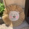 INS Nordic Handmade Lion Wall Decor Cotton Thread Straw Woven Animal Head Wall Hanging Ornament for Nursery Baby Room Decoration