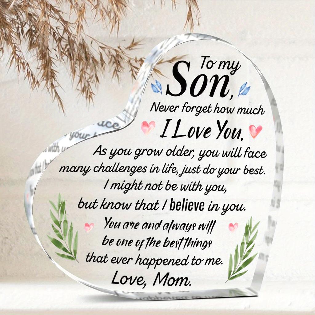Heart-Shaped Keepsake with Mother'S Message - "To My Son, Never Forget How Much I Love You" - Perfect Gift for Christmas, Thanksgiving, Mother'S Day,