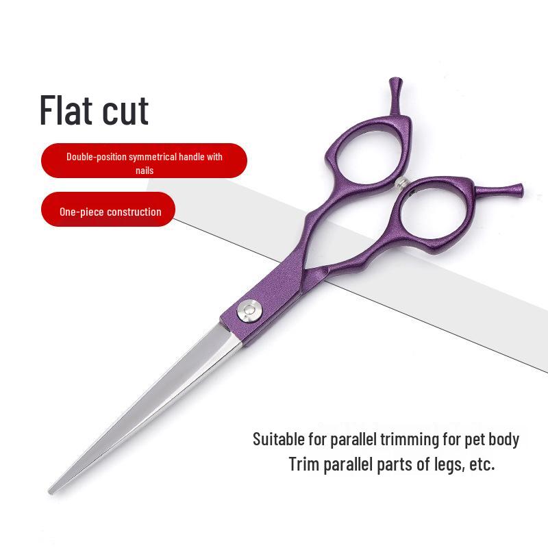 6.5-Inch Purple Pet Grooming Scissors Set: Curved, Upward, Downward, Thinning & Shaping Scissors