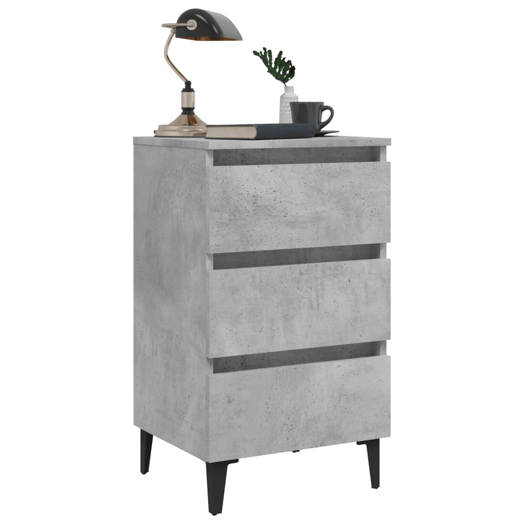Nightstand with Metal Legs Concrete Grey 40 X 35 X 69 Cm