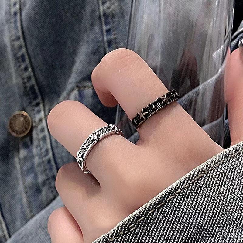 Y2K Retro Ring Open for Men Women Old Style Ring Hip Hop Punk Geometry Couple Ring Declaration Party Jewelry Gifts