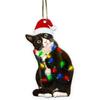 Adornos divertidos de gato negro, decoración navideña de gato lindo de 3,15 pulgadas de altura, adornos de Navidad, colgante de árbol de Navidad, adornos de copa de árbol