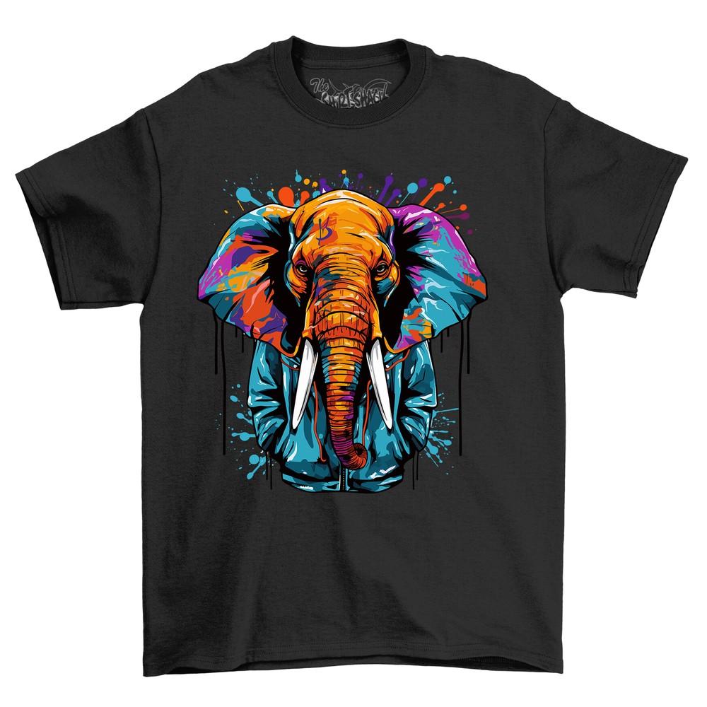 Man Elephant Dripping Paint Effect t-shirt - Funny and Colorful! Unisex Printed