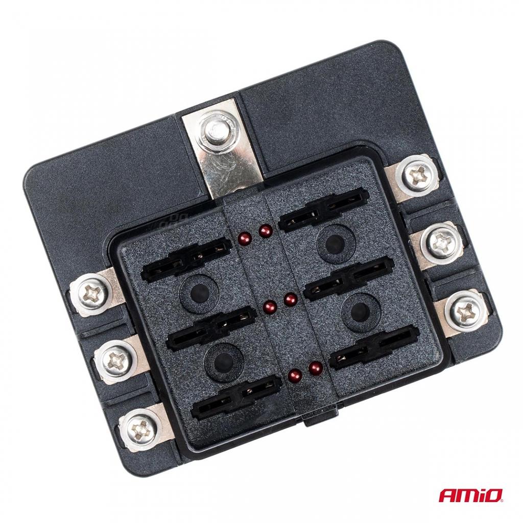 Ceramic fuse box 6 sockets + fuses AMIO-03039