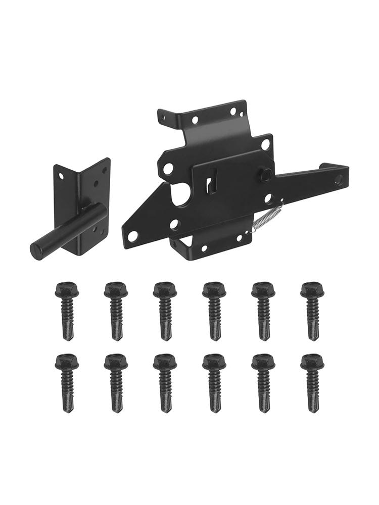 Garden Gate Wooden Fence Latch Self-Locking Gate Latch Installation Screws Included Outdoor Gate Latch Black Coat Finish