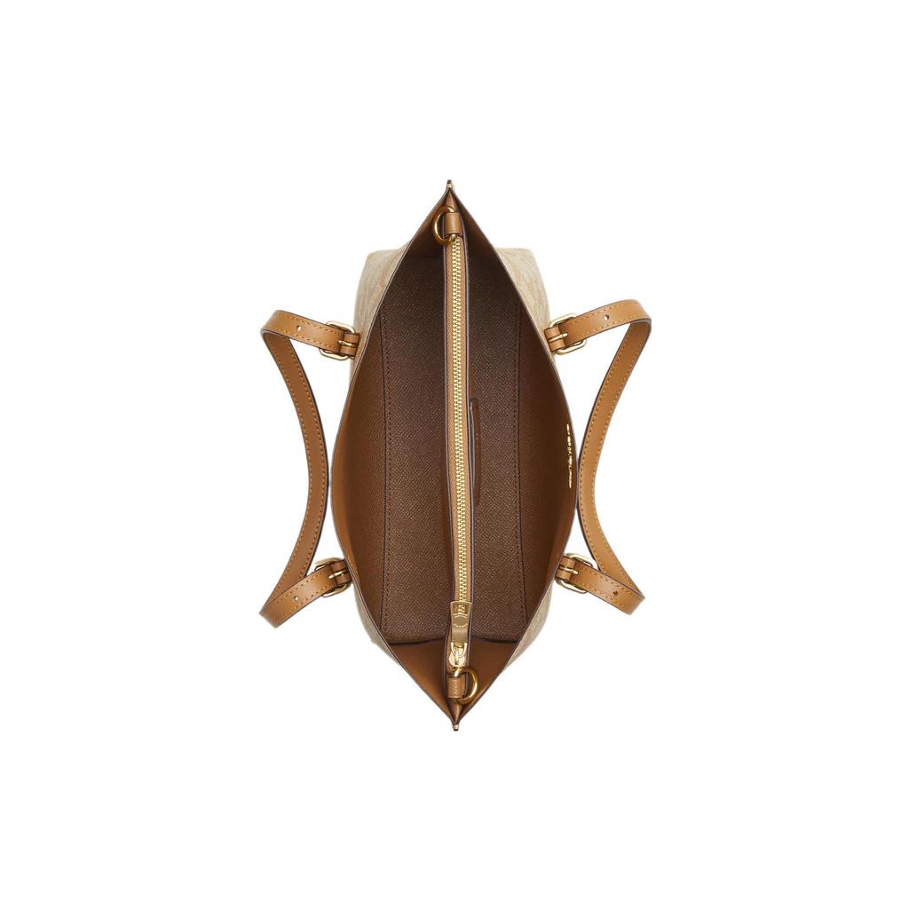 New COACH Mollie Coated Canvas With Smooth Leather Tote Bag, Shopping Bag, Shoulder Bag, Handbag Medium Size Women's Khaki C4250-IMNLJ