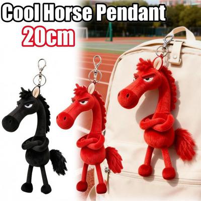 Black Horse Keychain Plush Toy Backpack Pendant Decoration Year Of The Horse Plush Toy New Year's Souvenir Gifts For Boys Girls