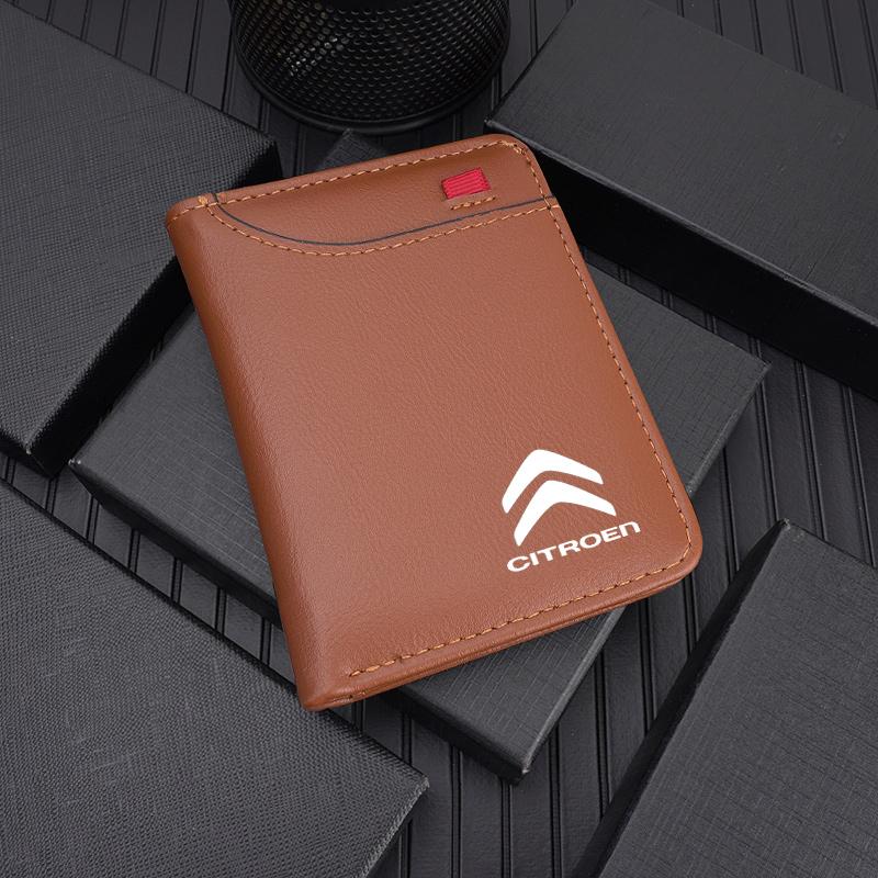 Mini Creditcard Portemonnee van Leer Draagbare Portemonnee Auto Embleem Portemonnee Voor Citroen C4 C3 C5 C1 C2 C6 Aircross Picasso Cactus Berlingo