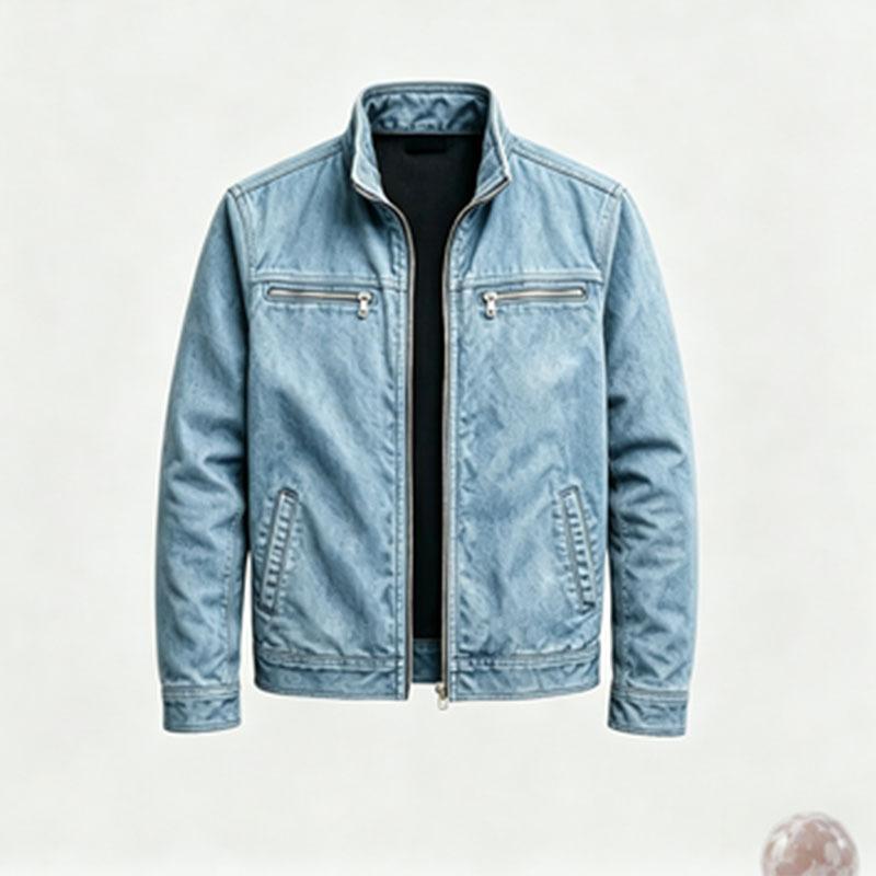 Herrenjacke Arbeitsjacke Freizeit Retro Langarm Cardigan Locker Sportjacke M denim-blau