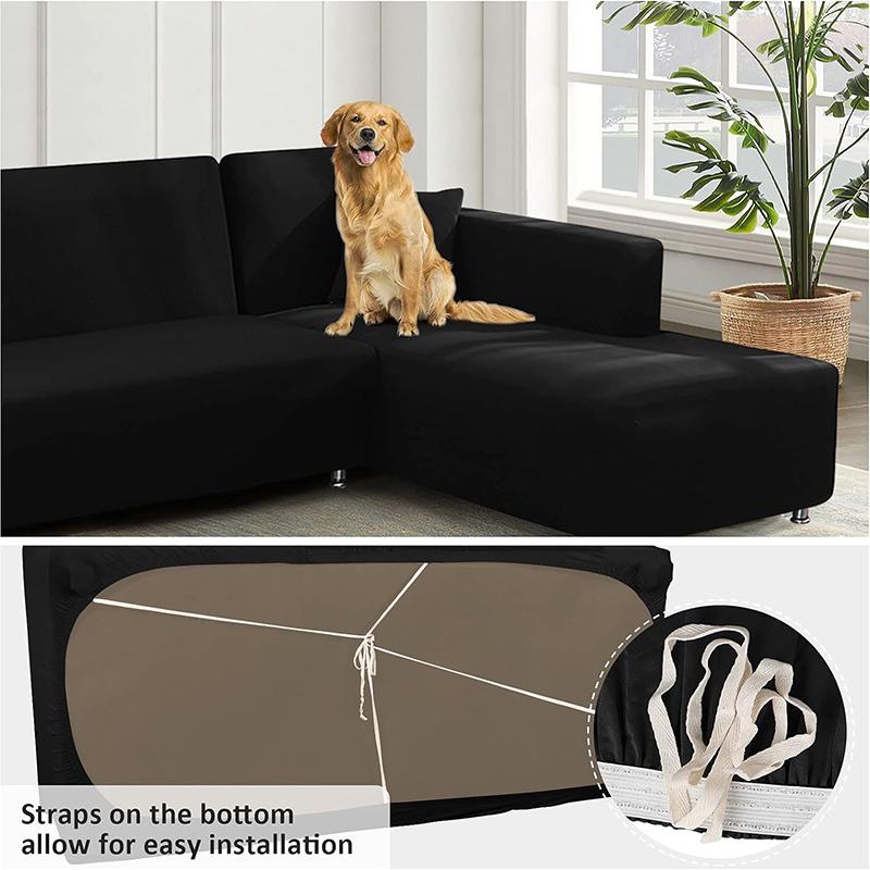 Solid Color Elastic Sofa Covers for Living Room Corner L-shape Couch Cover ArmChair Slipcover Chair Protector 1/2/3/4 Seater 1PC