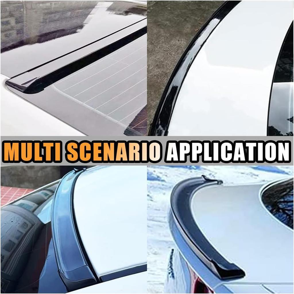 Car Rear Spoiler Roof Lip Kit, Carbon Fiber 3D Rubber Trunk Spoiler Trim Strip Cool Car Decoration, Universal Punch-Free Vehicle Exterior Accessory