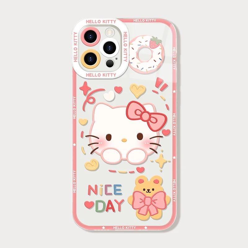 Pink Cute Hello Kitty Phone Case For Iphone 17 Air 17 Pro Max 16 15 14 12 13 11 Pro Max X 16e 16 Plus 13 Mini INS Thin Cover